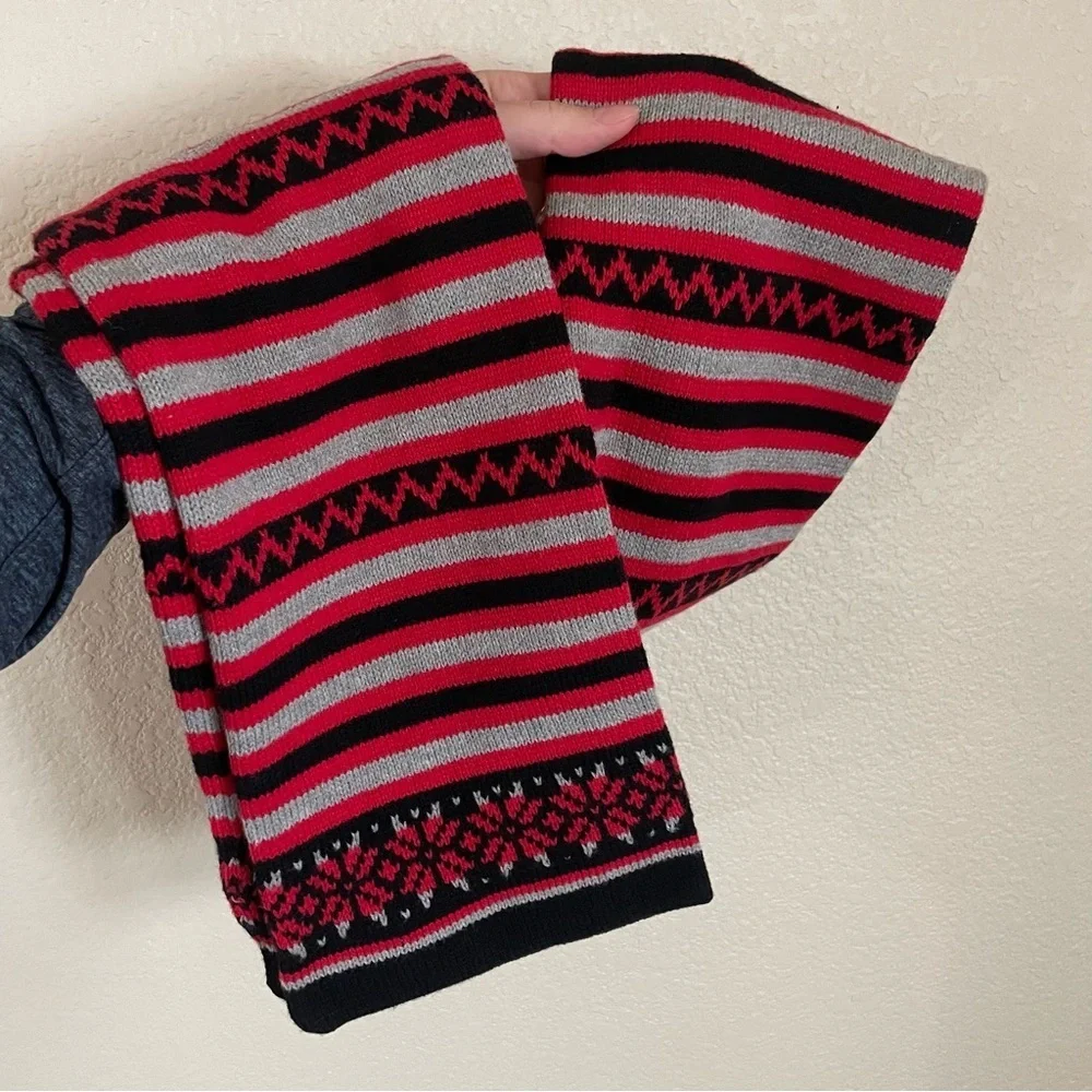 Fair Isle Knit Scarf 70’s Ski Lodge Vintage Preppy Winter Cozycore Cabin Outdoor